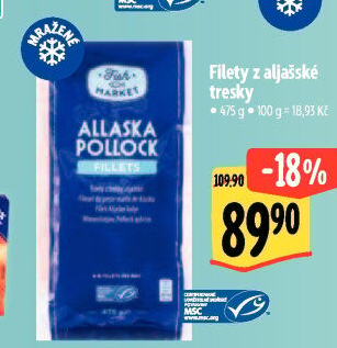 Aljašská treska filety mražené Fish Market