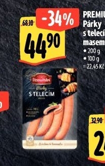 Párky s telecím masem Premium Albertovo uzenářství