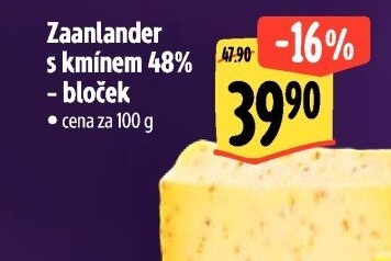 Sýr Zaanlander s kmínem 48 % Albert Excellent