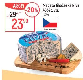 Sýr Niva Jihočeská 45% Madeta