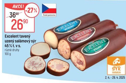 Sýr tavený salámový uzený 45% Excelent