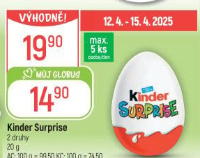 Čokoládové vajíčko s překvapením Kinder Surprise