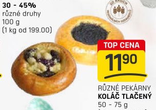 RŮZNÉ PEKÁRNY KOLÁČ TLAČENÝ 50 - 75 g