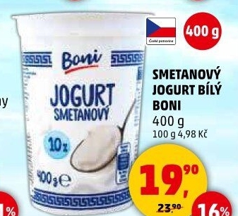 Bílý jogurt smetanový Boni