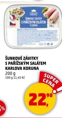 Šunkový závitek s pařížským salátem Karlova Koruna