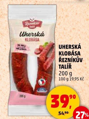 Uherská klobása Řezníkův talíř