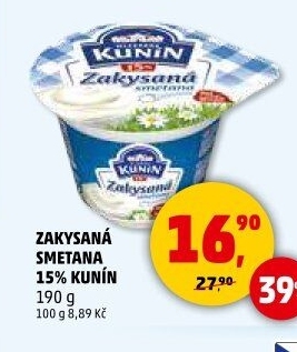 Zakysaná smetana Mlékárna Kunín 15%