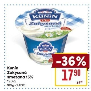 Zakysaná smetana Mlékárna Kunín 15%