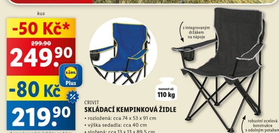 Kempingová židle Crivit - Lidl akcniletaky.com