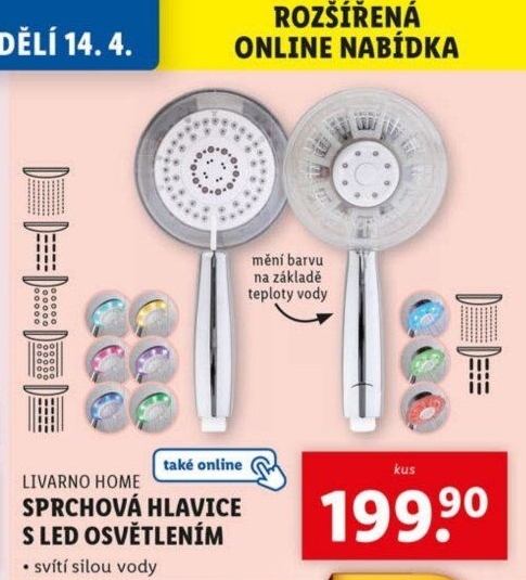 LED sprchová hlavice Livarno Home