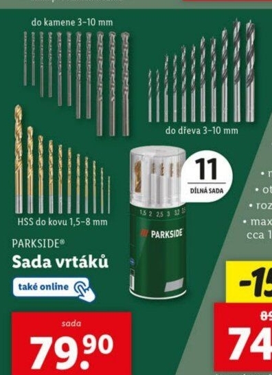 Sada vrtáků do dřeva Parkside