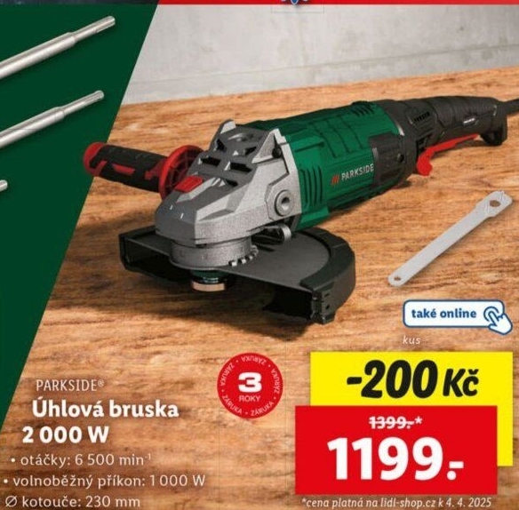 Úhlová bruska Parkside