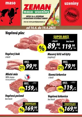 akční leták ZEMAN maso - uzeniny 14.4.2025-19.4.2025