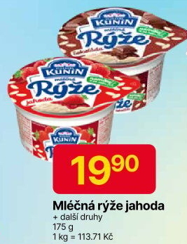 Mléčná rýže Mlékárna Kunín