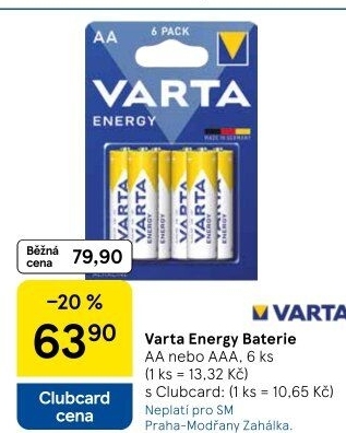 Baterie alkalické Energy Varta