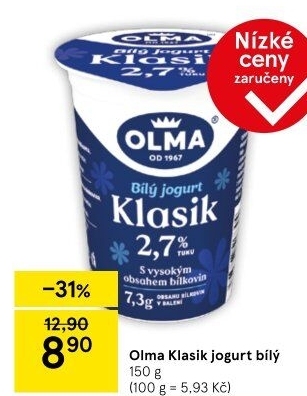 Bílý jogurt Klasik Olma