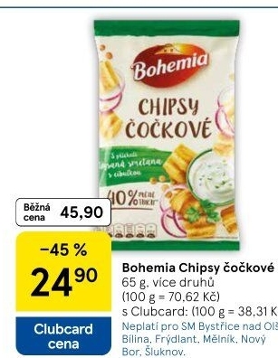 Čočkové chipsy Bohemia Chips