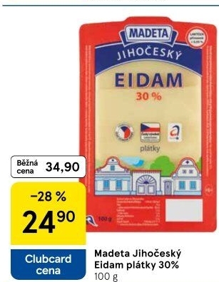 Sýr Eidam Jihočeský 30% Madeta
