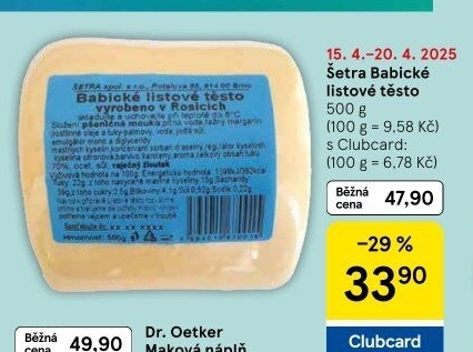 Těsto listové babické Šetra