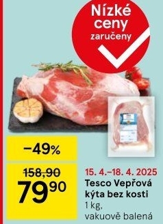 Vepřová kýta bez kosti Tesco