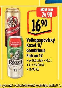 Velkopopovický Kozel 11 / Gambrinus Patron 12