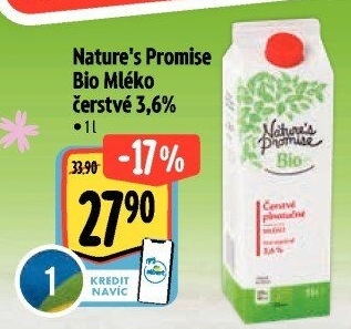 Mléko čerstvé bio Nature'
