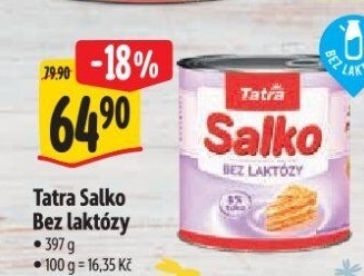 Mléko kondenzované bez laktózy Salko Tatra
