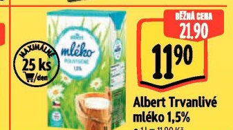 Mléko trvanlivé Albert - 1,5% polotučné