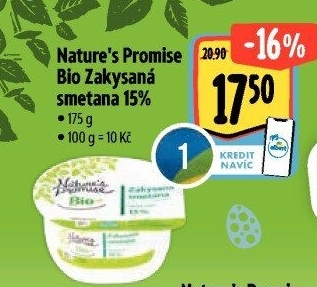 Zakysaná smetana 15% bio Nature'