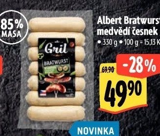 Grilovací klobása bratwurst s medvědím česnekem Albert Gril