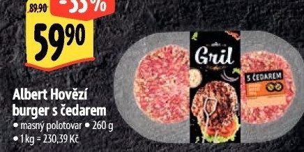Hovězí burger s čedarem Albert Gril