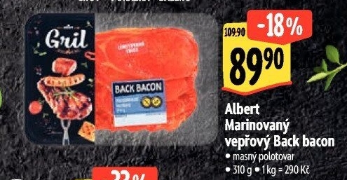 Marinovaný vepřový Back Bacon Albert Gril