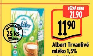 Mléko trvanlivé Albert - 1,5% polotučné