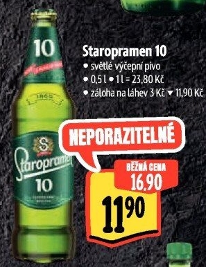 Pivo světlé výčepní 10° Staropramen