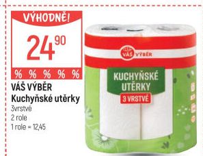Utěrky kuchyňské 3vrstvé Váš Výběr