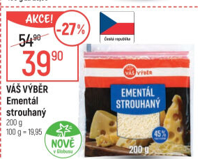 Sýr Ementál strouhaný Váš Výběr