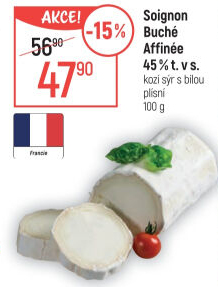 Sýr kozí s bílou plísní Buche affinée 45% Soignon