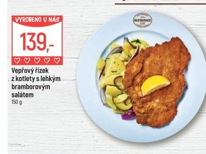 Vepřový řízek z kotlety s lehkým bramborovým salátem