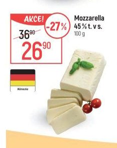 Mozzarella 45% t. v s.