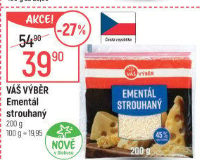 Sýr Ementál strouhaný Váš Výběr
