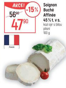 Sýr kozí s bílou plísní Buche affinée 45% Soignon