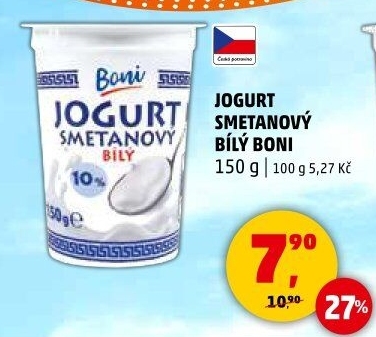 Bílý jogurt smetanový Boni