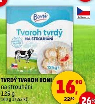 Tvaroh tvrdý na strouhání Boni