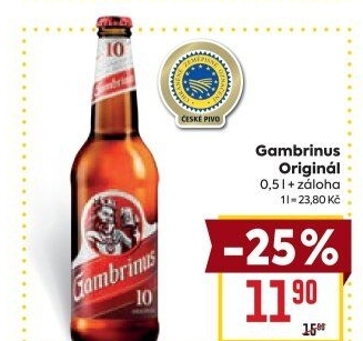 Pivo světlé výčepní Originál 10° Gambrinus