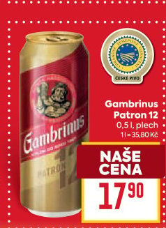 Pivo světlý ležák 12° Patron Gambrinus