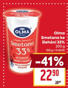 Smetana ke šlehání Olma 33%