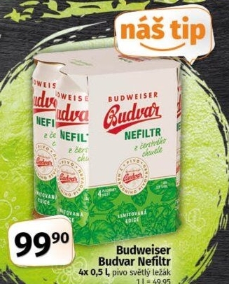 Pivo nefiltrované z čerstvého chmele Budweiser Budvar