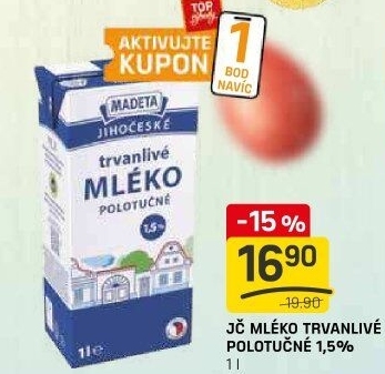 Mléko trvanlivé Jihočeské Madeta - 1,5% polotučné