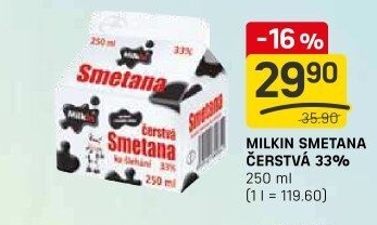 Smetana čerstvá Milkin 33%