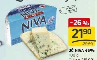 Sýr Niva Jihočeská 45% Madeta